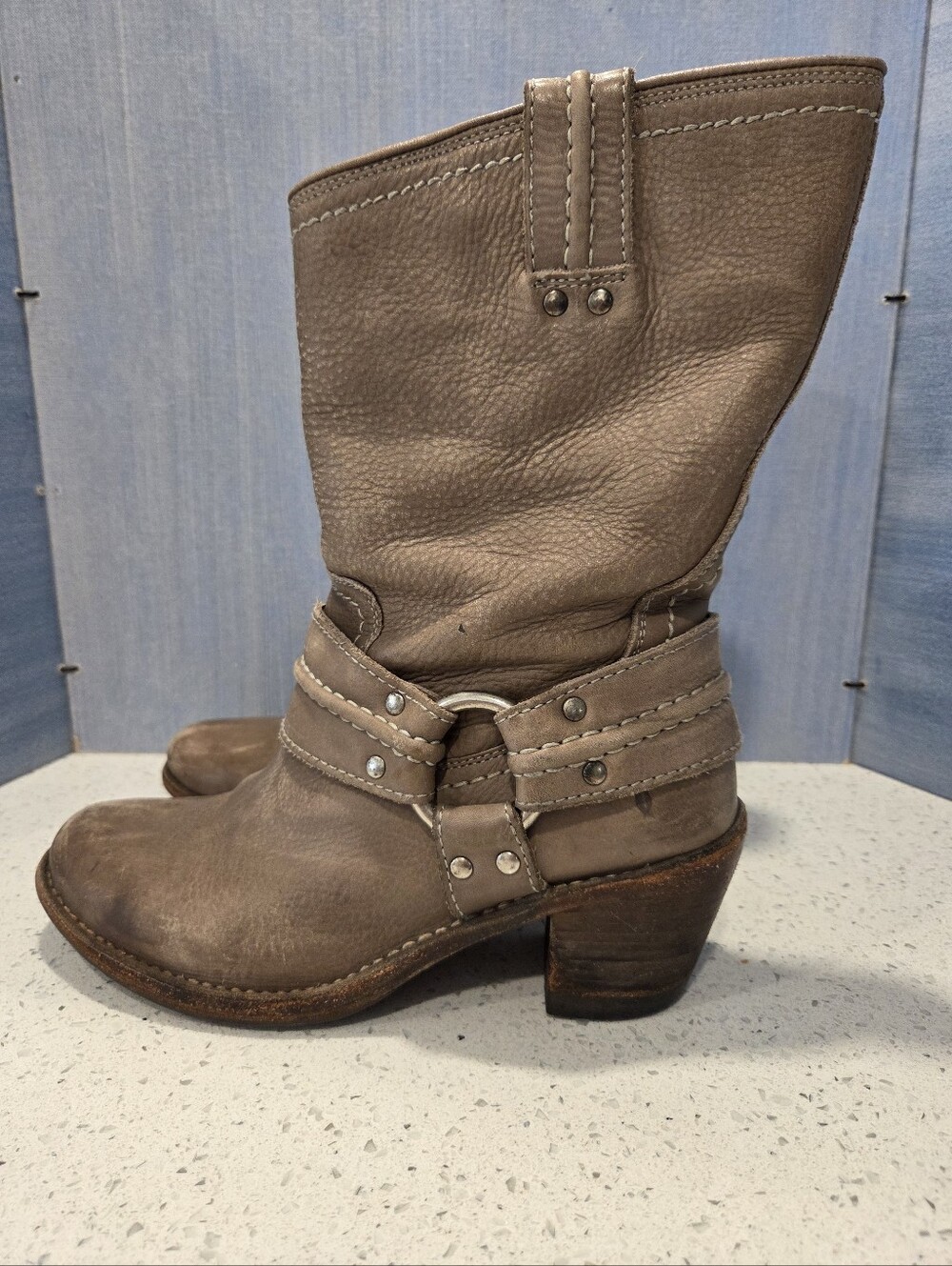 Frye Taupe Carmen Harness Short Boots